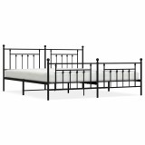 Cumpara ieftin Cadru pat metalic cu tablii de cap/picioare, negru, 193x203 cm