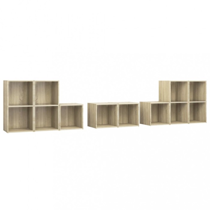 Set de dulapuri TV, 8 piese, stejar sonoma, lemn prelucrat