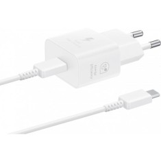 &Icirc;ncărcător Rețea Super Fast Charging Samsung, Cu Cablu, USB-C, 25W, Alb, Blister EP-T2510XWEGEU