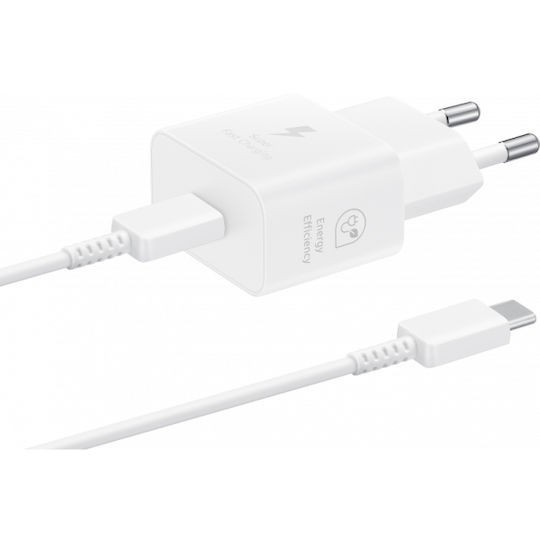 &Icirc;ncărcător Rețea Super Fast Charging Samsung, Cu Cablu, USB-C, 25W, Alb, Blister EP-T2510XWEGEU