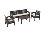 Set mobilier pentru gradina sau terasa, 5 persoane, maro, 1 masa, 2 scaune, 1 canapea cu 3 locuri, Gimihome