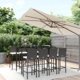 Cumpara ieftin Set mobilier bar de grădină cu perne, 9 piese, negru, poliratan