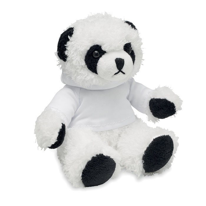 Ursulet Panda de Plus cu Hanorac, Alb, 10X13X12 cm