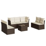Cumpara ieftin Set canapele de gradina cu perne, 8 piese, maro, poliratan
