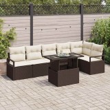 vidaXL Set de canapele pentru grădină 7 pcs Maro Rattan poli