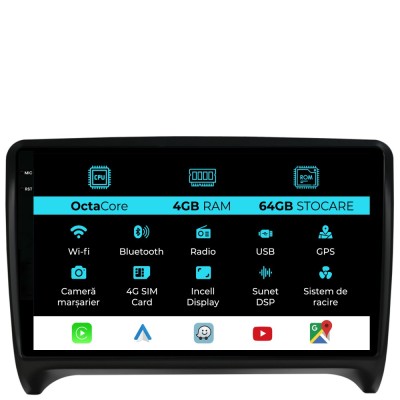 Navigatie Dedicata Audi TT (2006-2014), 9Inch, 4Gb Ram, 64Gb Stocare, Carplay foto