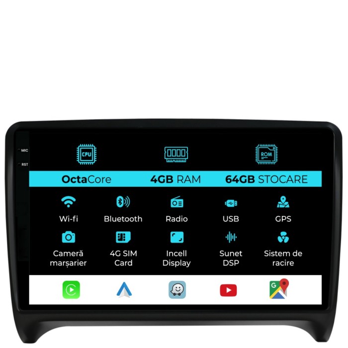 Navigatie Dedicata Audi TT (2006-2014), 9Inch, 4Gb Ram, 64Gb Stocare, Carplay
