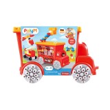 Set constructie PolyM - Masina de pompieri de jucarie (106 piese), Hape