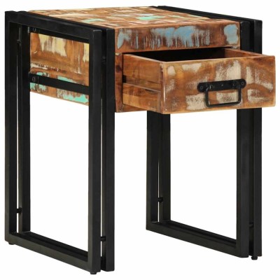 vidaXL Măsuță laterală 40 x 40 x 50 cm Lemn reciclat solid și metal 4016713 foto