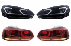 Faruri LED si Stopuri FULL LED VW Golf 6 VI (2008-2013) Facelift G7.5 Look Silver Semnalizare Secventiala LHD Performance AutoTuning