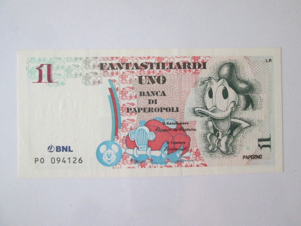 Italia 1 Fantastiliardi 1997 ratoiul Donald,bancnota fantezie | arhiva ...