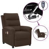 vidaXL Fotoliu de masaj electric, maro &icirc;nchis, material textil