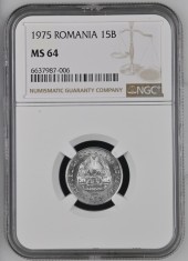 15 BANI 1975 UNC GRADATA NGC MS 64