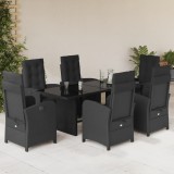 Gossi set mobilier de gradina cu perne, 7 piese, negru, poliratan