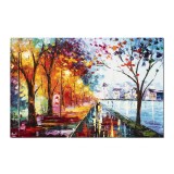 Tablou GIGANT pictat manual - Plimbare relaxanta in doi - 150x100cm ulei pe panza in cutit efect 3D, Magistral!