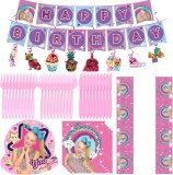 Set de 70 accesorii pentru petrecere Nesloonp, plastic/hartie, multicolor, 10 invitati
