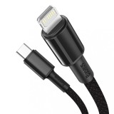 CABLU alimentare si date Baseus High Density Braided, Fast Charging Data Cable pt. smartphone, USB Type-C la Lightning Iphone PD 20W, braided, 2m, neg