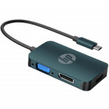 Adaptor HP DHC-CT200, USB-C - HDMI/VGA/DP, 4K/60Hz (Negru)
