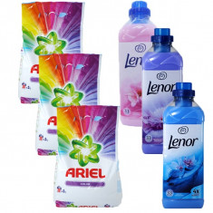 3 x Ariel Color, Detergent automat, parfum floral + 3 x Lenor Modele Diferite 1L foto