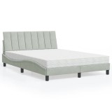 VidaXL Pat cu saltea, Hanko, gri deschis, 140x200 cm, catifea 3208598
