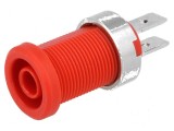 Conector banană 4mm soclu 25A 1kV roşu nichelat izolat