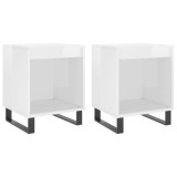 Noptiere, 2 buc., alb extralucios, 40x35x50 cm, lemn compozit, DKD Home Decor