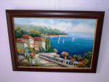 Cumpara ieftin &quot;Peisaj mediteranean&quot;, ulei/panza, tablou de exceptie realizat de Ionascu, Marine, Altul