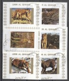 Umm al Qiwain 1973 Tigers, 6 mini imperf. sheet, used E.105, Stampilat