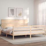 vidaXL Cadru de pat cu tăblie Super King Size, lemn masiv 3195236