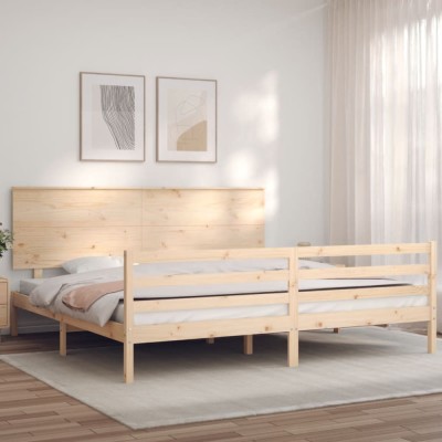 vidaXL Cadru de pat cu tăblie Super King Size, lemn masiv 3195236 foto