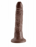 Dildo Clasic Cu Ventuza, King Cock, Brun, 19 cm