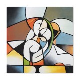 Tablou pictat manual dormitor, living, Indragostiti, 70x70cm ulei pe panza, gata de expus pe perete