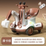Children&#039;s electric excavator balance car drift car toy - color: 6V7 large electric dual drive with remote control excavator brown