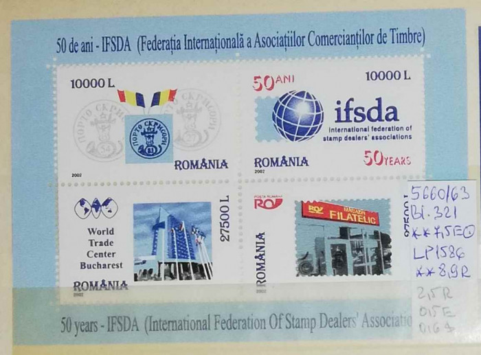 2002 50 de ani IFSDA Bl.321 LP1586 MNH Pret 2,3+1 Lei