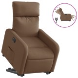 Cumpara ieftin Fotoliu electric rabatabil cu ridicare, maro, textil