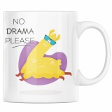 Cana alba personalizata cu lama si textul No drama please, INOVATIX&reg;. 330ml