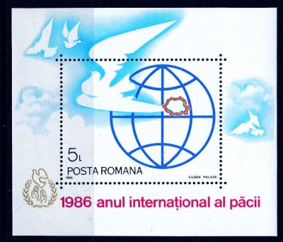 RO 1986 LP 1164 ,&amp;quot;Anul Pacii&amp;quot; , colita 228 , MNH foto