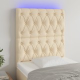 Cumpara ieftin Tăblie de pat cu LED, crem, 80x7x118/128 cm, textil