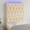 vidaXL Tăblie de pat cu LED, crem, 80x7x118/128 cm, textil 3122739