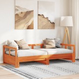 VidaXL Pat de zi fără saltea, maro ceruit, 90x190 cm, lemn masiv pin