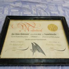 Diploma vintage de brutar Germania 1936