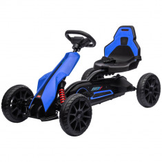 Kart cu pedale pentru copii cu vârsta de 3-8 ani cu scaun reglabil în 4 poziții și roți EVA, 100x58x58,5cm, albastru-negru HOMCOM | Aosom RO