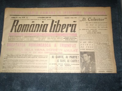 ZIAR ROMANIA LIBERA 7 SEPTEMBRIE 1946 DIKTATUL DE LA VIENA DEFINITIV ANULAT foto