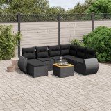 vidaXL Set mobilier de grădină cu perne, 8 piese, negru, poliratan 3257448