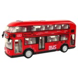 Autobuz urban cu doua etaje, sunete si lumini, Scara 1:18, Rosu