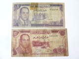 Maroc lot 2 bancnote uzate:5 + 10 Dirhams 1970,produsele din imagini