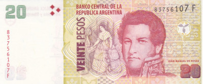 Bancnota Argentina 20 Pesos (2016) - P355 UNC ( serie F ) foto