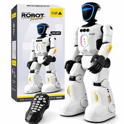 Robot inteligent Bionic Smart cu telecomanda lumini LED sunete si miscari interactive alb foto