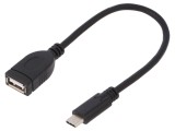 Cablu USB 2.0 USB-A la USB-C 20cm Negru