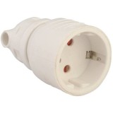 Cupla Schuko mama cu inel de prindere iesire laterala alba 16A 3500W Well